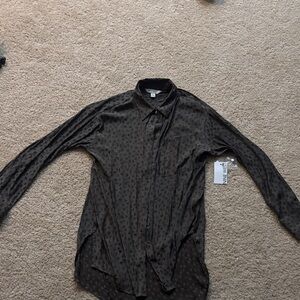 Nine West Dark Patterned Button Down Shirt